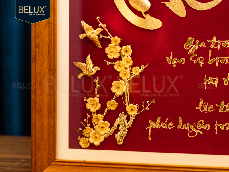 Tranh Chữ Phúc Thư Pháp Dát Vàng 24k- 40x30cm